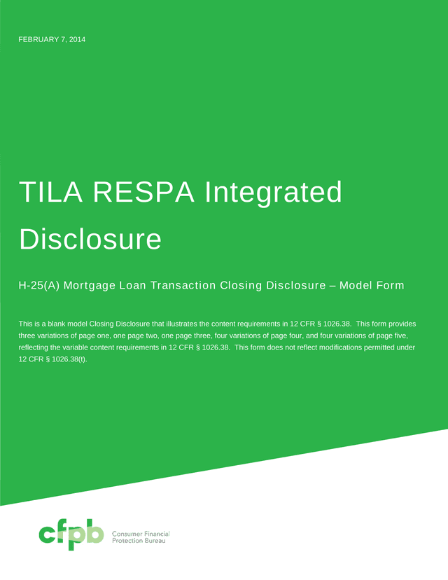 Mortgage Loan Transaction Closing Disclosure (H 25(A)) screenshot