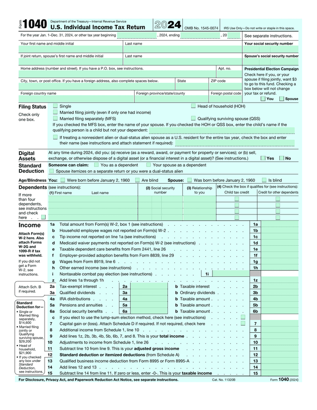 U.S. Individual Income Tax Return (Form 1040) screenshot
