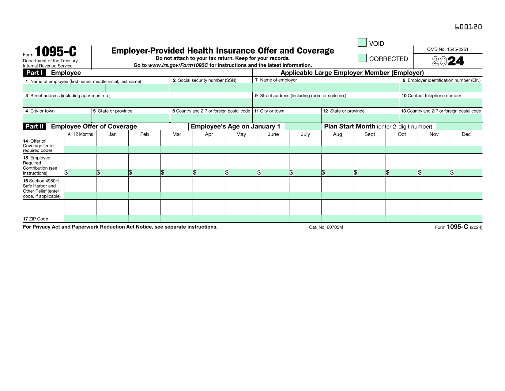 Employer Provided Health Insurance Offer  Coverage (Form 1095 C) screenshot