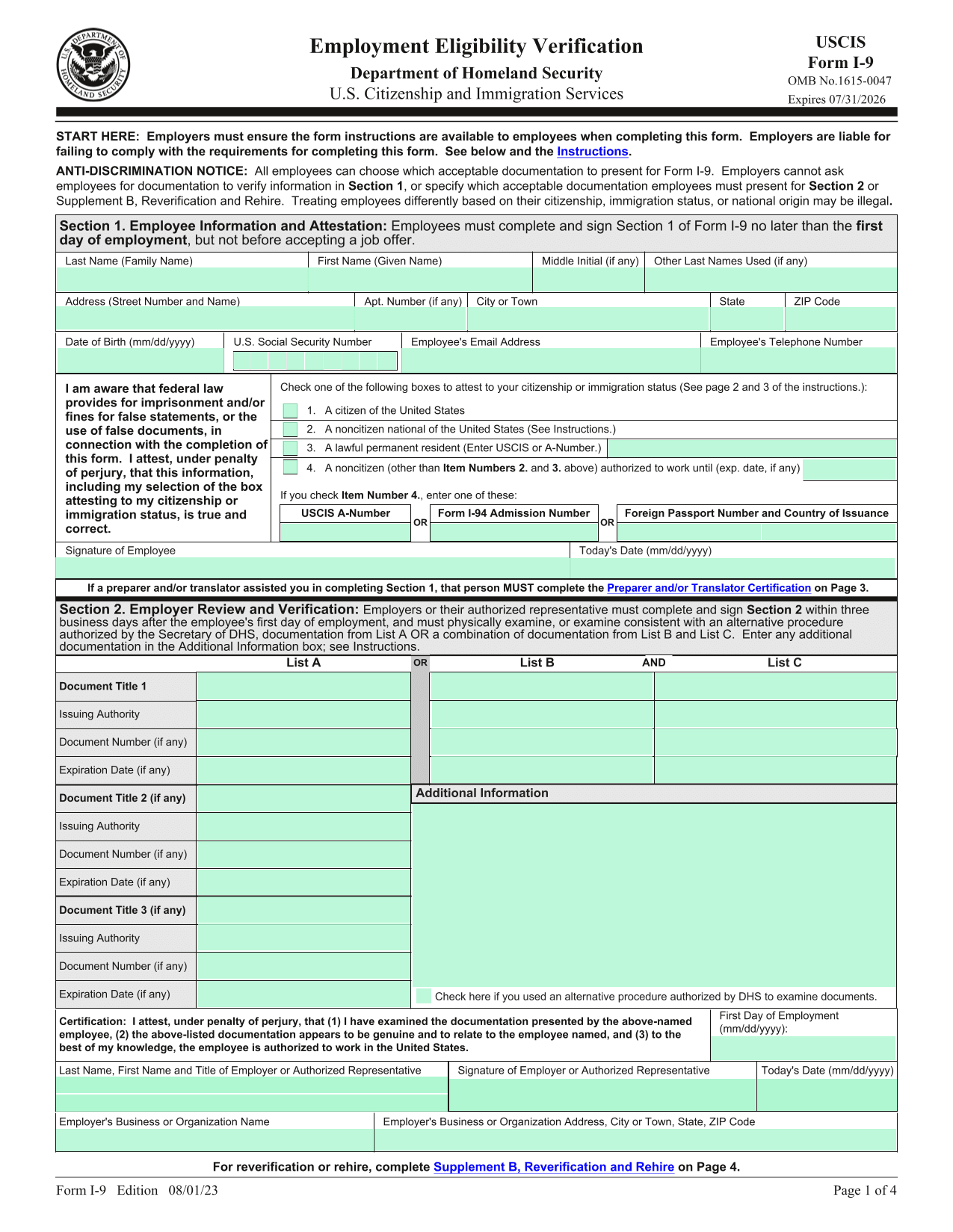USCIS I-9 screenshot
